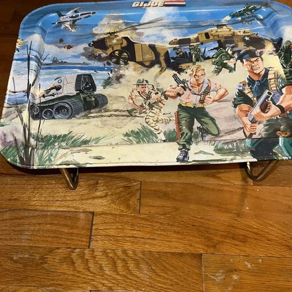 VINTAGE 1987 G.I. JOE Hasbro folding dinner/lunch metal tray •RARE• - Picture 11 of 13